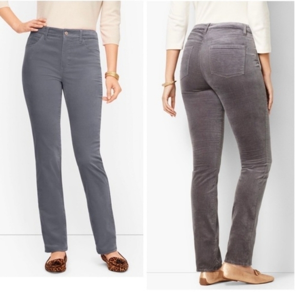 Talbots Gray Velveteen High Rise Pants Size 6 - Picture 1 of 11